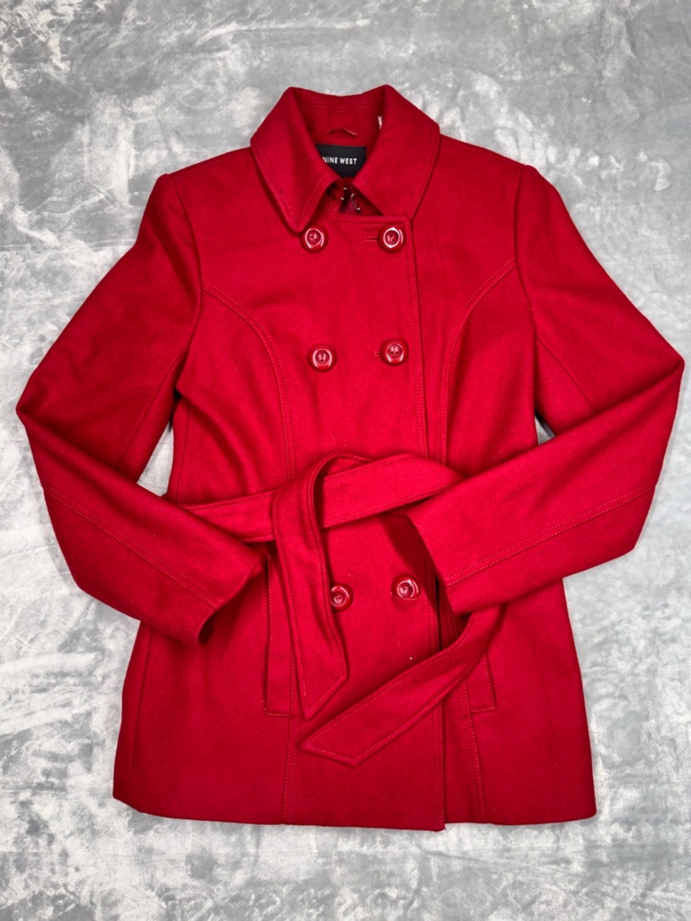 Nine West Red Double-Breasted Trench Coat